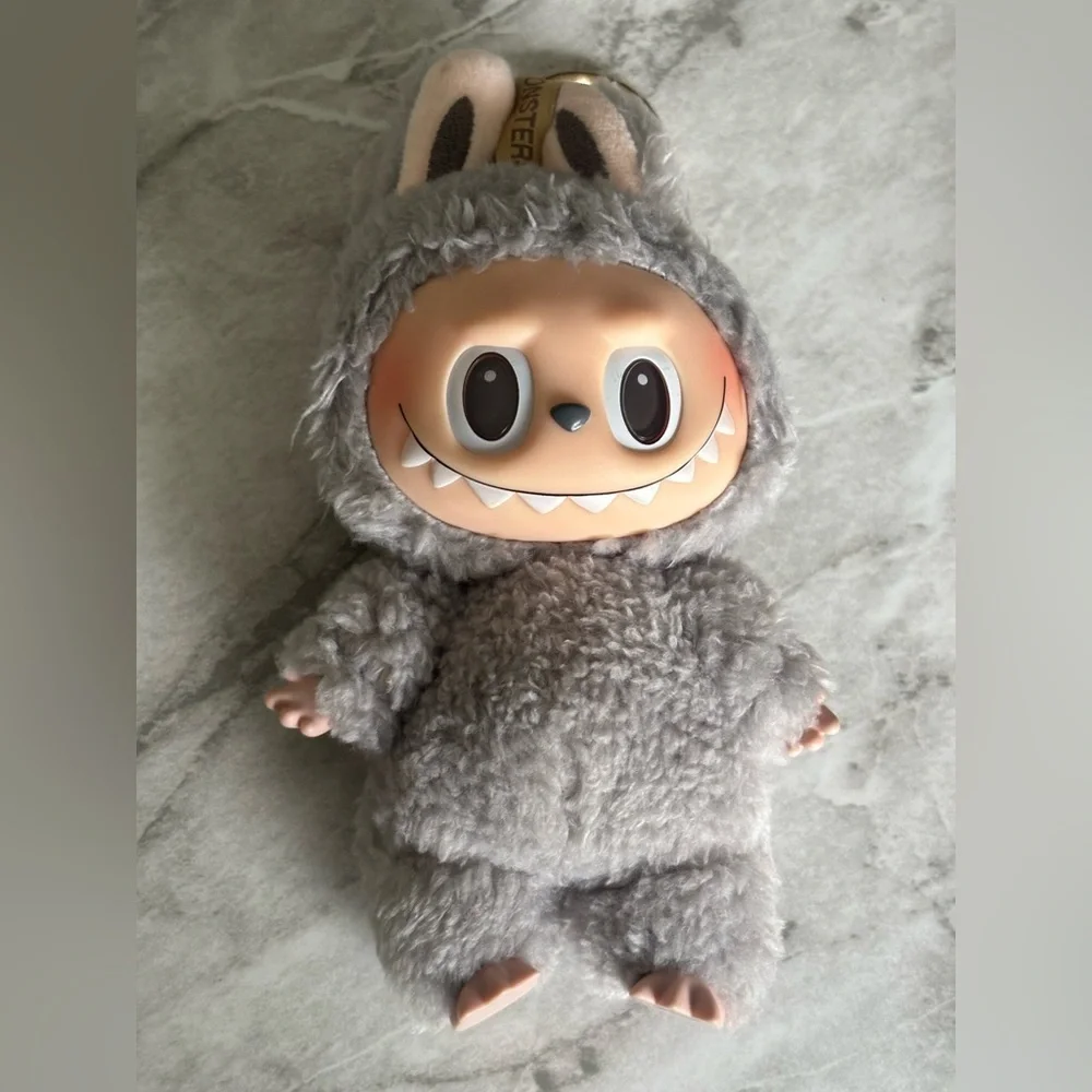 EUC POPMART LABUBU Gray Plush Monster Collectible bag charm/keyring